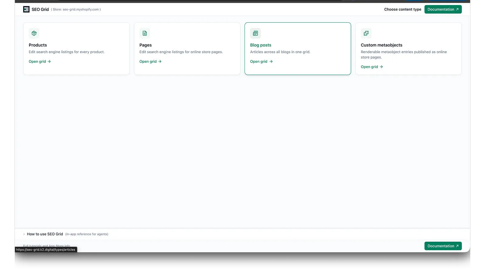 Type picker for products, pages, posts, and metaobjects